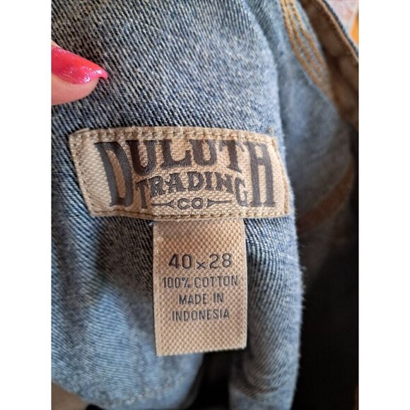 Duluth Trading Thick Denim Jeans Men's 40x28 Dark Wash 100% Cotton Work Casual - Picture 3 of 3